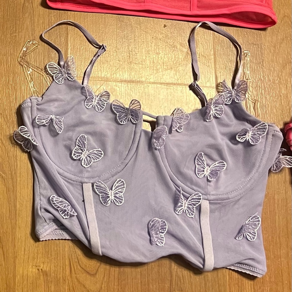 Butterfly Embellished Lavender Top
